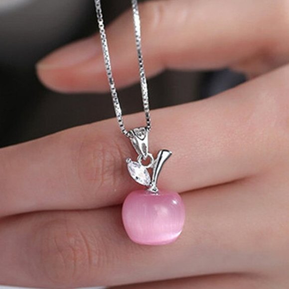 Jewelry - Pink Opal Apple s925 Sterling Silver High Quality Necklace for Women